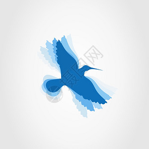 小鸟3灰色背景上的蓝色小鸟矢量插图图片