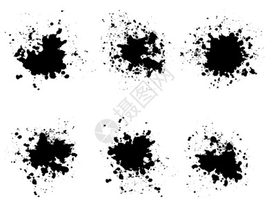 垃圾黑色污渍黑色污点抽象的黑色斑点矢量插图插画