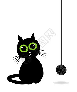 汉弗克猫3黑猫看着汉克的线矢量插图插画