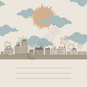城市个框架关于花的城市的太阳矢量插图图片