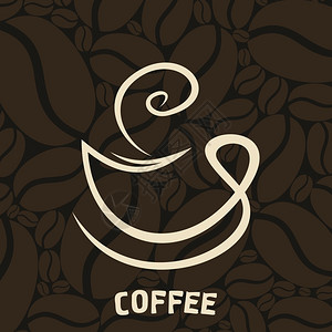 棕色背景上的白色咖啡矢量插图图片
