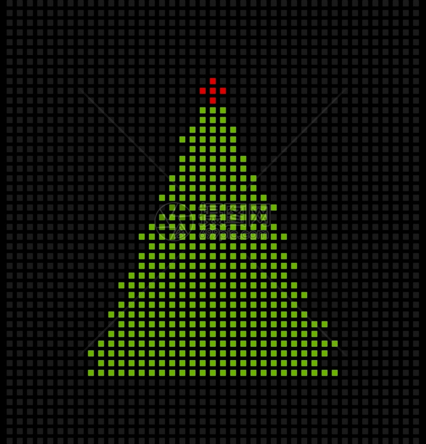 计算机树绿色的毛皮树由正方形成矢量插图图片