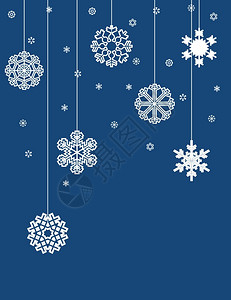 冬季背景2雪花挂深蓝色背景上的线上矢量插图图片