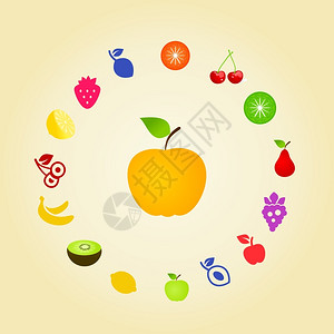 水果周围的黄色苹果图片