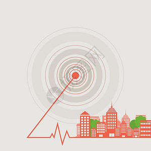 震中来的城市景观矢量插图图片