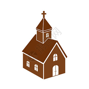基督教教会图标单色孤立矢量插图背景图片