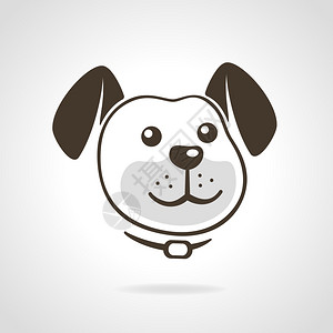 微笑狗动物头图标矢量插图图片