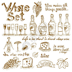 矢量插图的葡萄酒元素集图片