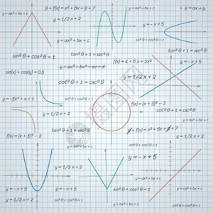 数学图公式,纸张背景向量插图图片