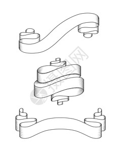 复古书法装饰丝带矢量插图隔离图片