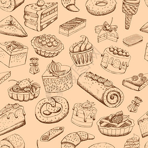 无缝甜点食品矢量插图壁纸图片