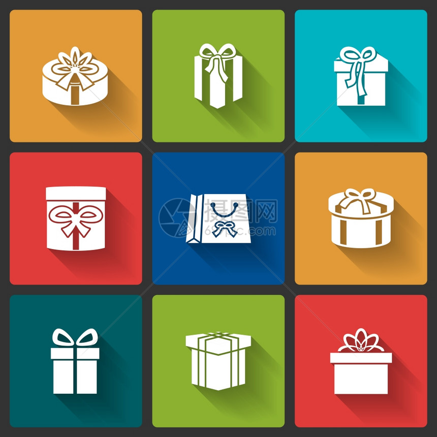 礼品盒图标为移动购物应用程序孤立矢量插图图片