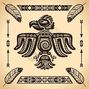 部落美国老式鹰标志矢量插图图片