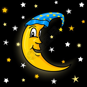 夜空中的月亮夜空矢量插图上的星星图片