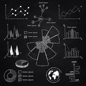 黑板数据粉笔信息图元素孤立向量插图插画