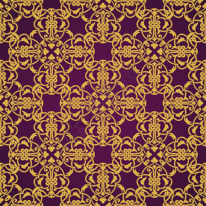 无缝黄色紫色图案阿拉伯穆斯林风格的矢量插图背景图片