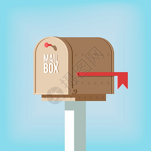 红色信箱带矢量插图的电线杆上的邮箱插画