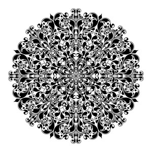 观赏黑色圆形花卉图案孤立矢量插图图片