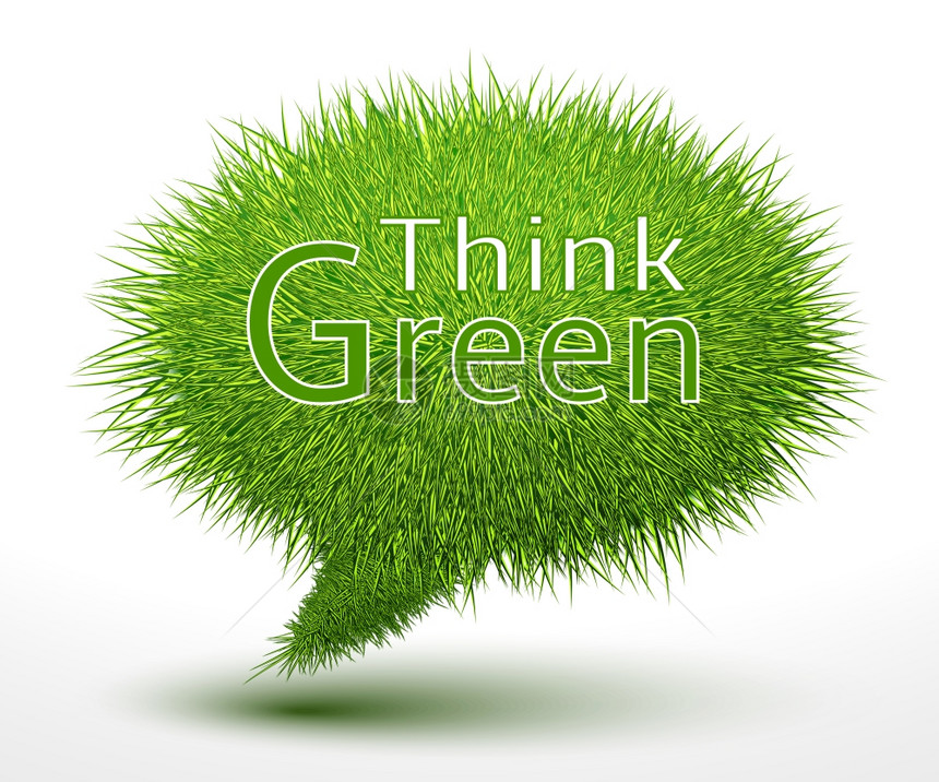 思考绿色上的绿色草泡孤立矢量插图图片