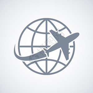 地球仪和飞机地球仪平旅行图标孤立矢量插图插画