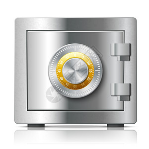 锈钢的逼真的钢安全图标安全与密码锁矢量插图插画