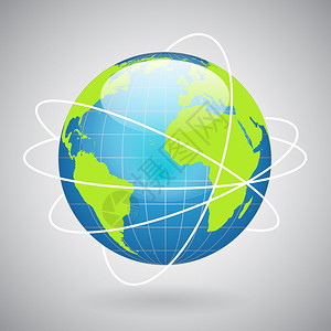 地球仪图标与全球技术社会连接网络矢量插图图片