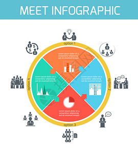 商务会议拼图信息演示元素矢量插图图片