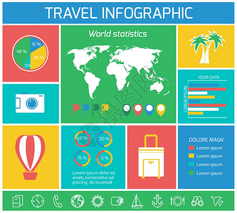 度假旅行信息元素的图表图表矢量插图背景图片