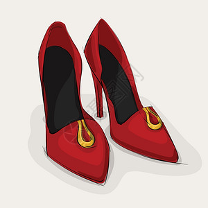 黑色高跟鞋经典的女人39的皮鞋高跟鞋孤立矢量插图插画