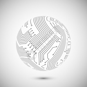 球板抽象电子设备计算机电路全球网络球海报矢量插图插画