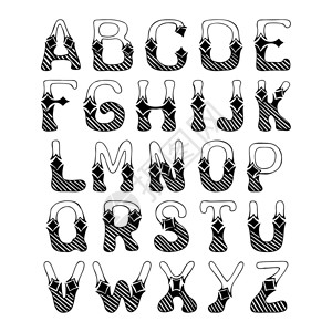 草图手绘字母与舱口装饰字体字母隔离矢量插图插画