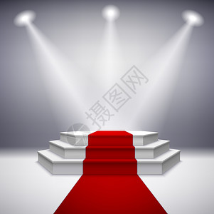 照明舞台讲台与红地毯的颁奖典礼矢量插图插画