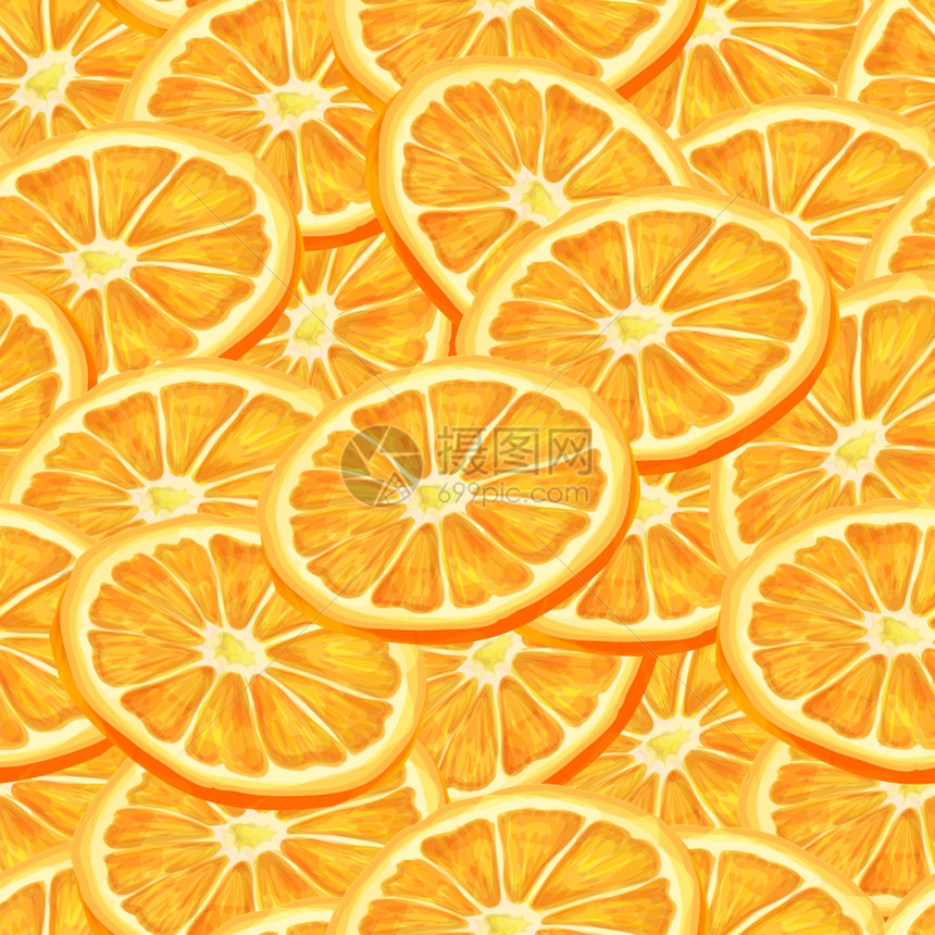 无缝撕裂多汁切片橘子图案背景矢量插图图片