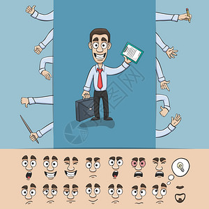 商人格结构包手势部情感元素孤立矢量插图图片