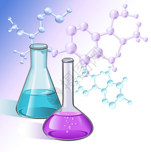 化学实验室测试璃器皿瓶管子分子背景矢量图背景图片