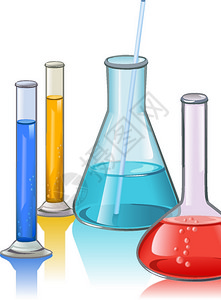 彩色科学实验室瓶管璃器皿医学研究模板矢量插图图片