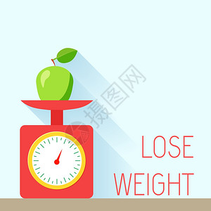 减肥饮食身体平衡海报与鳞片苹果矢量插图图片