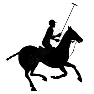 马运动马球俱乐部球员头盔马背黑色剪影海报标志矢量插图图片