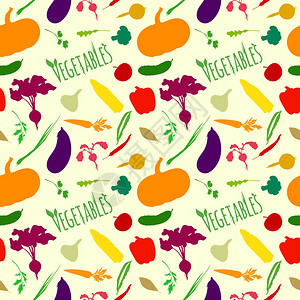 蔬菜机食品无缝图案的欧芹南瓜胡萝卜茄子矢量插图图片