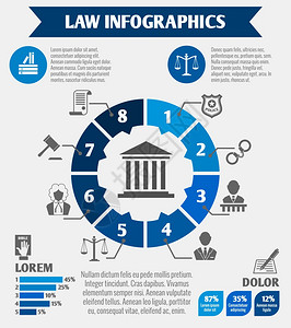 图表调查法律司法信息图表与立法要素矢量插图插画