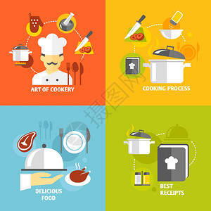 美味鸡图标烹饪艺术烹饪过程,美味的食物,最好的食谱,装饰图标矢量插图插画