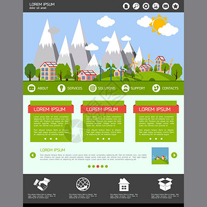 生态绿色能源商业网站模板主页布局矢量插图图片