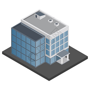 商业现代三维城市办公楼等距孤立矢量图背景图片