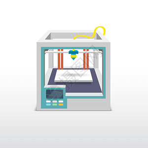印刷机器印刷机3D打印机技术创新模型原型矢量插图插画