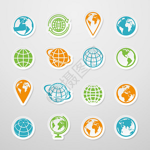贴纸地球世界符号图标矢量插图背景图片