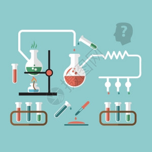 火焰合成素材化学分子科学研究管吸管反应红外图表与燃烧器火焰涂鸦草图矢量插图插画