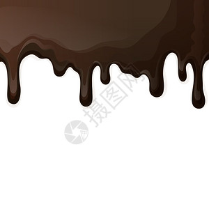 酱黑鸭腿糖果甜点食物,黑巧克力滴背景矢量插图插画