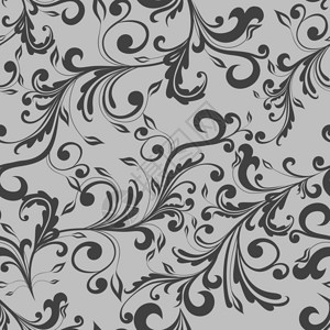 旋涡状壁纸花叶子复古纹理无缝图案矢量插图插画