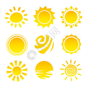 阳光,夏季,炎热,黄色光,星星图标,矢量插图图片