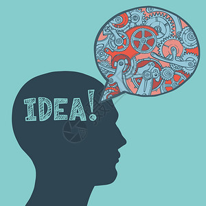 脑回路模式人类头部轮廓思维理念与工程师模式,语音,气泡海报矢量插图插画